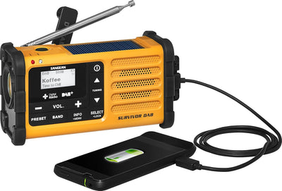 Sangean MMR-88 Survivor M8 Radio - Tragbares Notfall radio - Kurbelradio mit Notsummer und LED Tasch