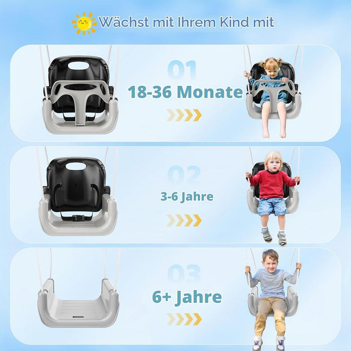 Babyschaukel mit Gestell 2-in-1, Kinderschaukel mit Metallständer Schaukelgestell, Sicherheitsgurt S