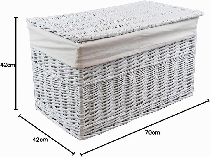 DVier Wäschekorb Weide weiss rechteckig Bezug Deckel 70x42 H.42 08WRt02-d