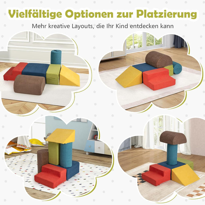 COSTWAY 6-TLG. Softbausteine, Schaumstoffbausteine zum Klettern und Krabbeln für Babys & Kleinkinder