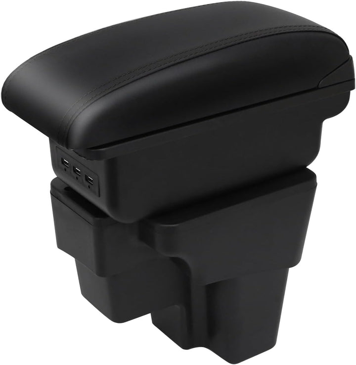 YJYWZH Armlehne Kompatibel mit KIA STONIC RIO 2015-2023 Armlehne Schwarzes Leder Aufbewahrungsbox In