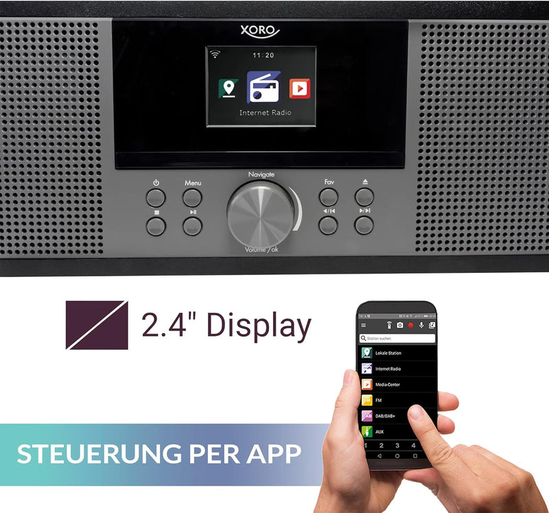 XORO HMT 600 V2 - All-in-One Internetradio mit WLAN, CD-Player, DAB+/FM Radio, Bluetooth, Podcast, U