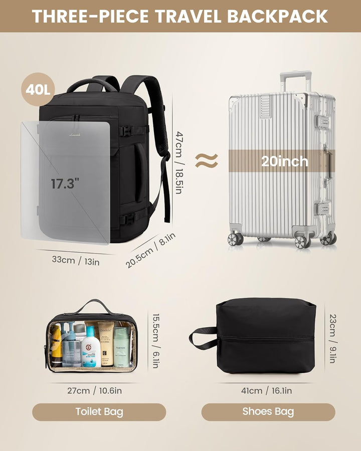 LOVEVOOK Reiserucksack Damen Herren, Handgepäck Rucksack Flugzeug, Travel Backpack Women, Laptop Ruc