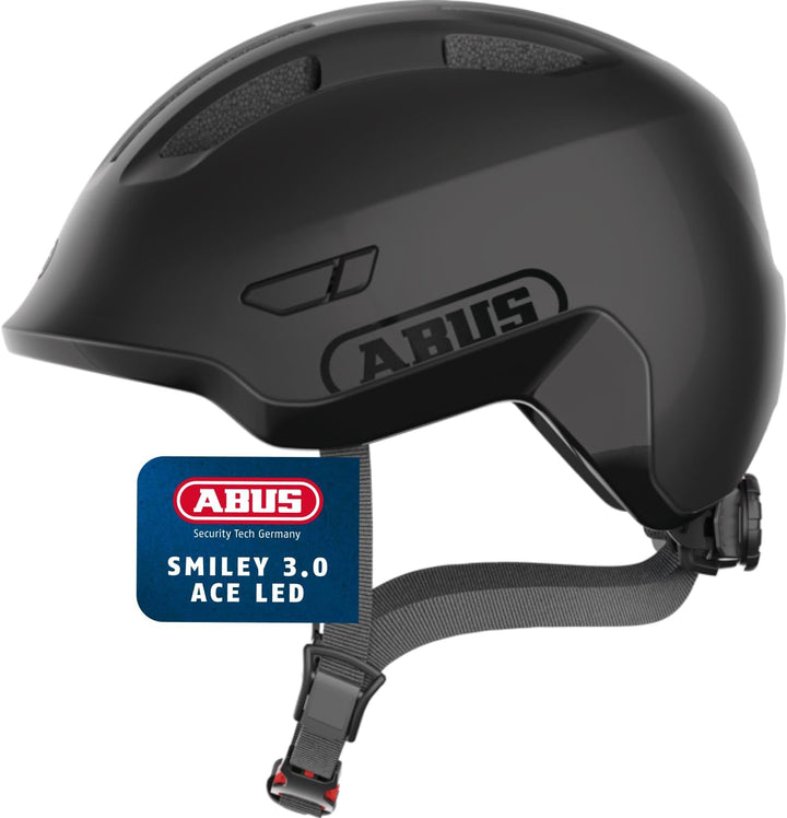 ABUS Kinderhelm Smiley 3.0 ACE LED - Fahrradhelm mit Licht - tiefe Passform & Platz für einen Zopf -
