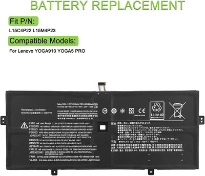 XITAIAN 7.7V 78Wh L15C4P22 L15M4P23 Ersatz Laptop Akku für Lenovo YOGA910 YOGA5 PRO