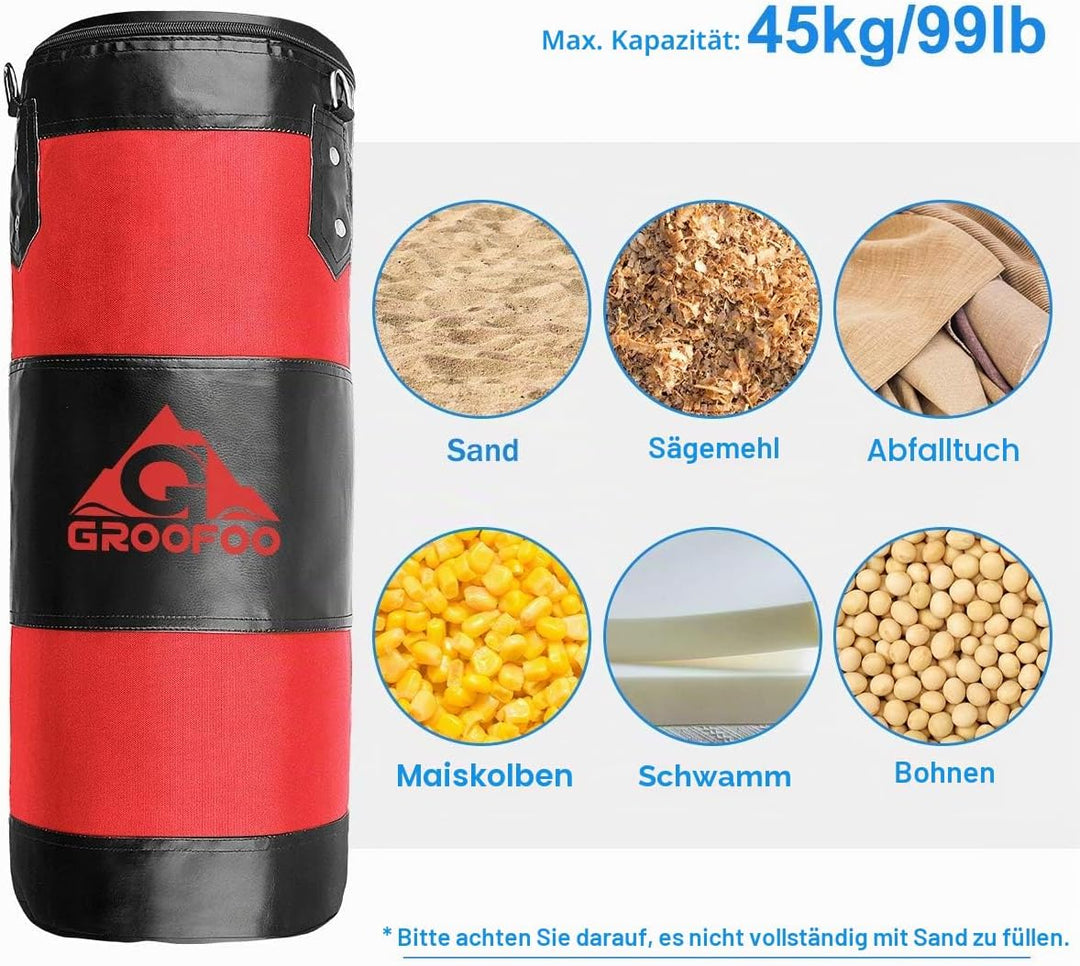 GROOFOO Boxsack Kinder Hochleistungs Oxford Boxsack für Kinder, Jugendliche und Erwachsene, UNGEFÜLL