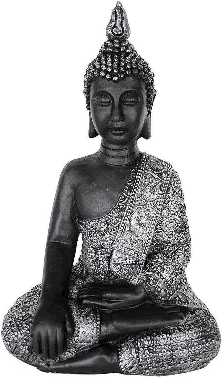 K&L Wall Art Sitzender Buddha Beton Grau Kunststein Feng Shui Deko Figur grosse Buddhastatue Garten