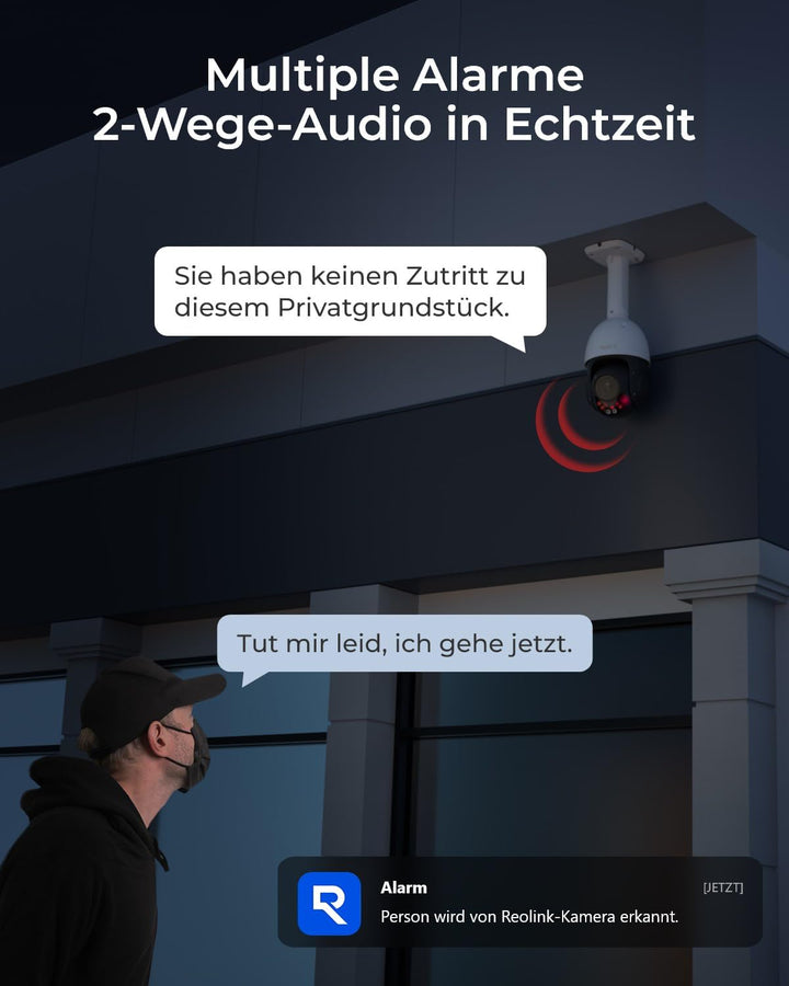 Reolink Smart 4K/8MP UHD PTZ Dome Überwachungskamera Aussen mit revolutionären 16X optischem 3D-Zoom