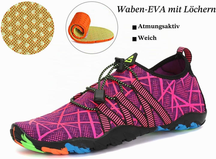 SAGUARO Badeschuhe für Herren Damen - 7/9 Drainagelöcher Schnelltrocknende rutschfest, Gr 35-48 38 E