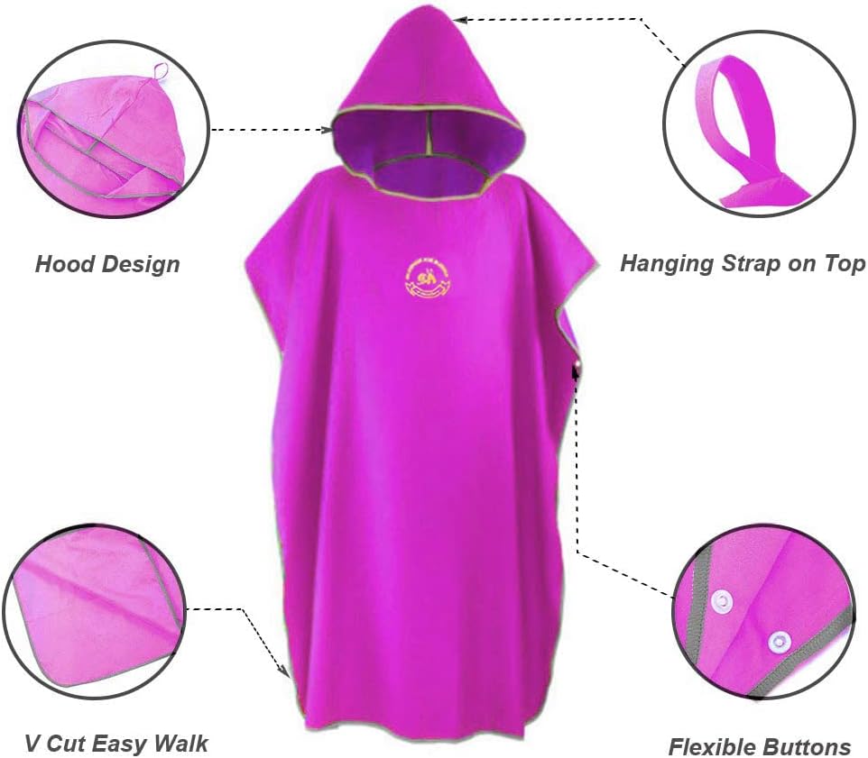 Hiturbo Mikrofaser Handtuch Poncho, Umziehhilfe Strand, Surf Poncho Herren und Damen Changing Robe,