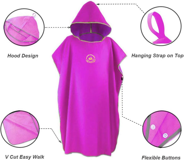 Hiturbo Mikrofaser Handtuch Poncho, Umziehhilfe Strand, Surf Poncho Herren und Damen Changing Robe,
