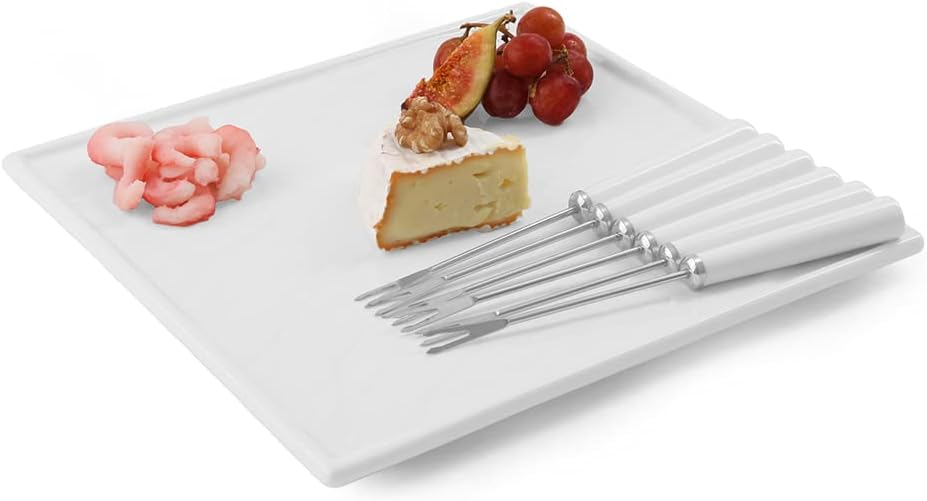 Holst Porzellan SDW 001 SET 7 Porzellan Servierplatte Schieferdesign Set 7-tlg. mit sechs Pieksern,
