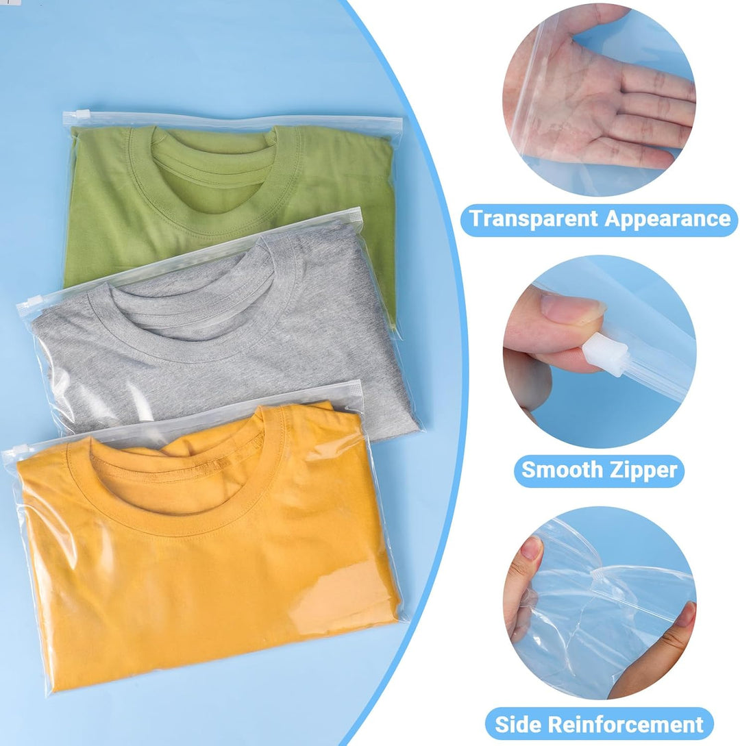 Zip Beutel für Kleidung, 50 Stück 30.5 * 20.5cm Plastiktasche mit Reissverschluss, Wasserdichter Pol