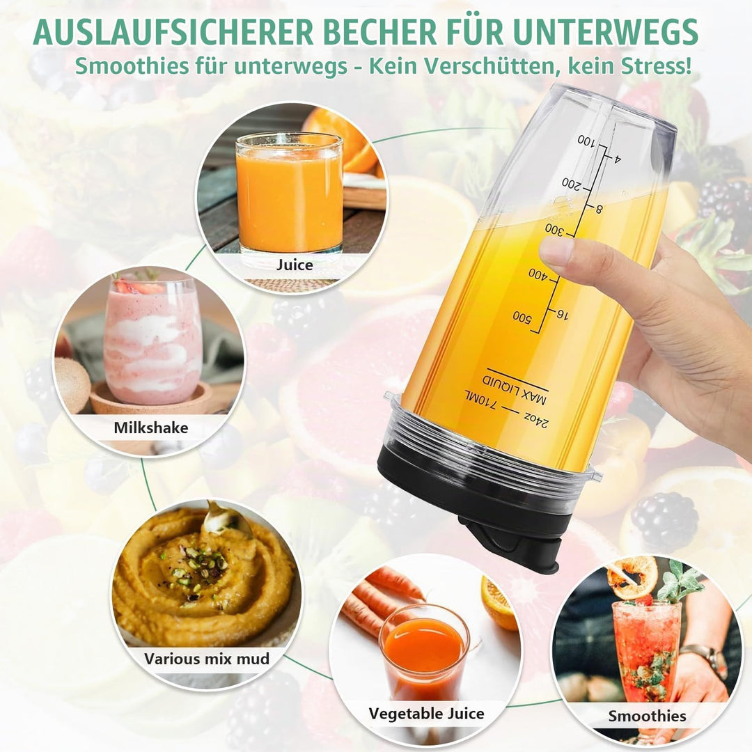 Blender Cups &amp; Blattersatz für Ninja - 2 Pack 710 ml Cups mit 7 Flossen Blatt Ersatzteilen &amp; Bürsten