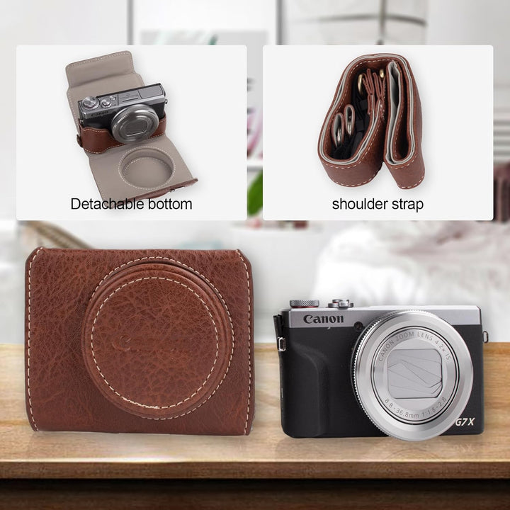 Rieibi G7 X G7X II G7X III Hülle, Vintage Leder Kameratasche für Canon PowerShot G7X G7X Mark II G7X