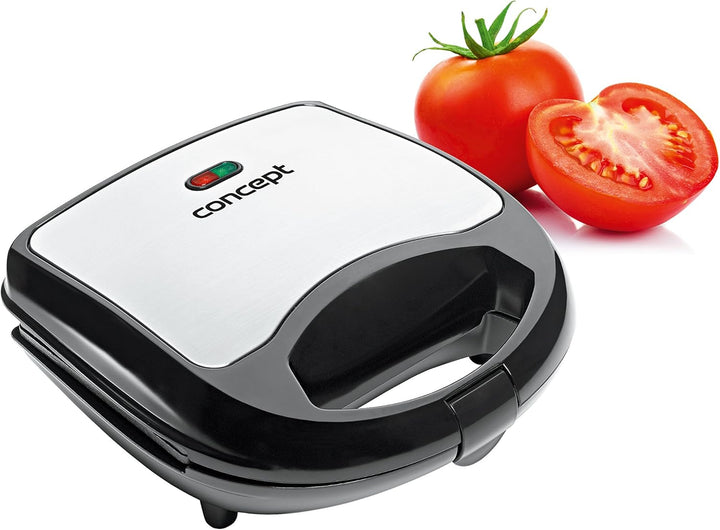 CONCEPT Hausgeräte sv3031 Sandwich-Toaster mit viereckigen Platten, 700 W, edelstahl / schwarz Squar