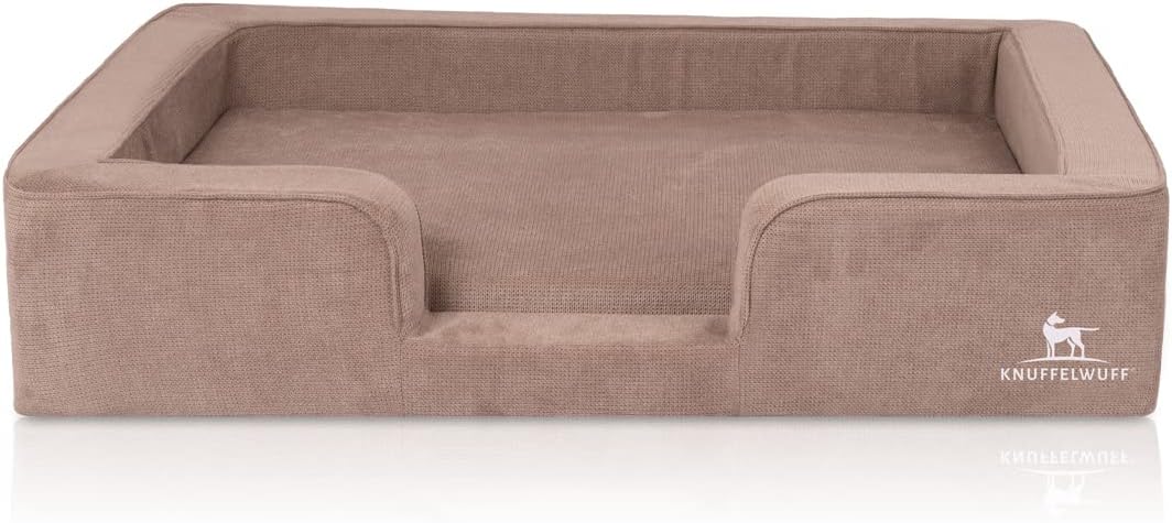 Knuffelwuff orthopädisches Hundebett mit Wendekissen aus Velours Bellamy 80 x 60cm Braun, 80 x 60cm