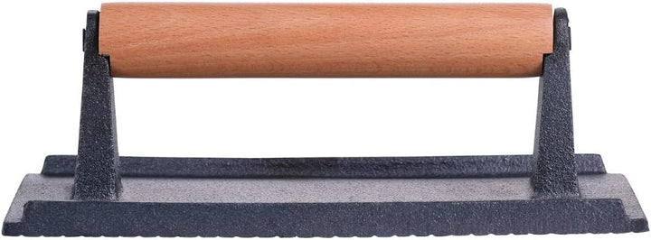 SANTOS Smash Burger Set mit Fleischpresse Schmelzglocken Spachtel Gusseisen Grillplatte BBQ Zubehör