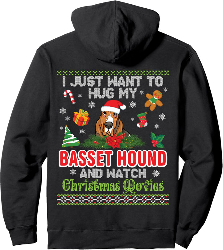 Ich möchte einfach nur meinen Bassethound umarmen und einen Weihnachtsfilm ansehen Pullover Hoodie