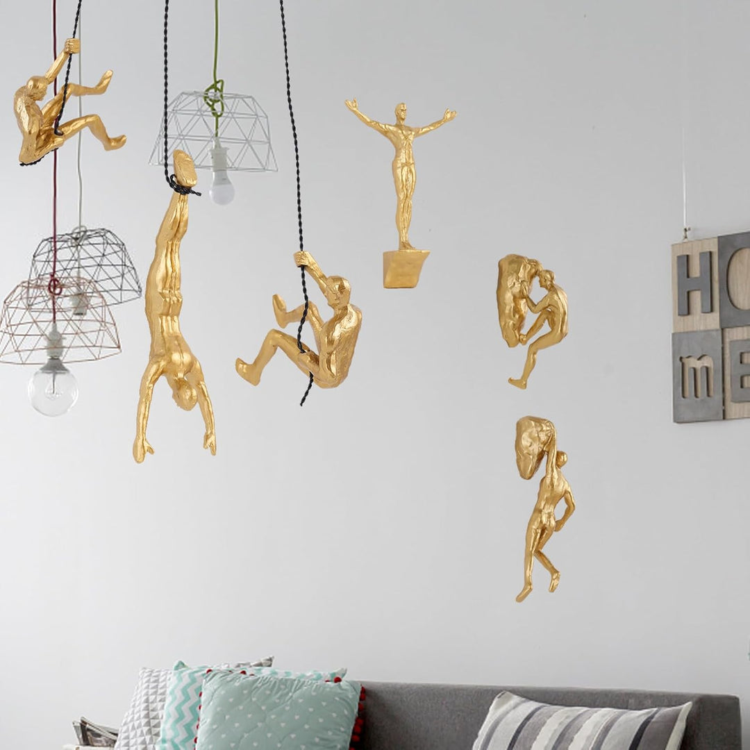 6er Set Kletterer Wanddeko Skulptur – Nordisch-Moderne Deko Figur, Einzigartige Kletternde Figur für