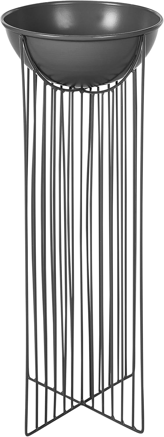 Beliani Pflanzenständer 2er Set Metall schwarz rund ⌀ 22 cm für Innen u. Aussen Ficaria