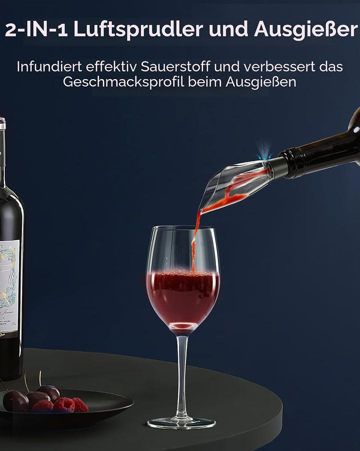 Wiederaufladbarer elektrischer Korkenzieher, elektrischer Weinöffner 6 in 1 Set Mit Folienschneider,