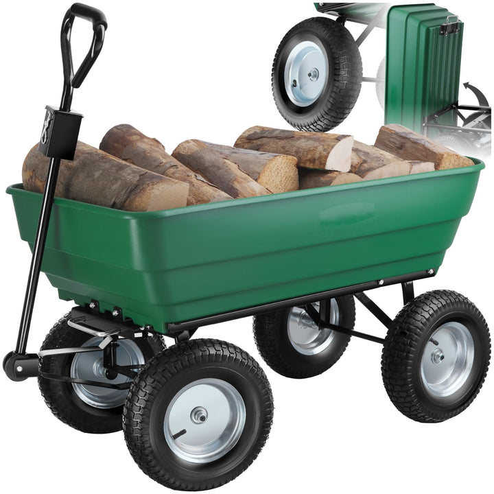 tectake® Bollerwagen, Handwagen, Transporter mit Kippfunktion, Rollwagen mit Lenkachse, Trolley, als