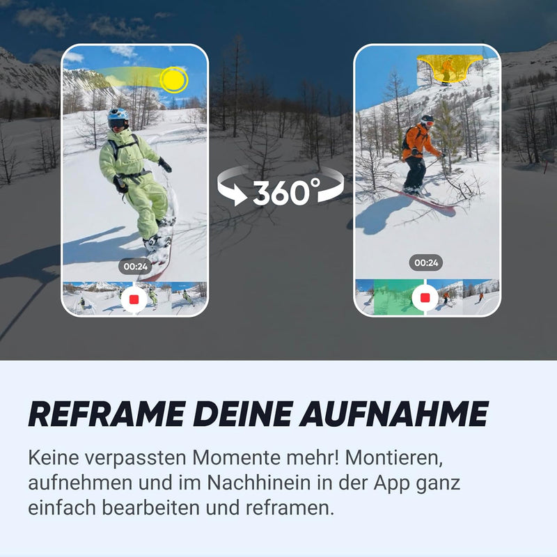 Insta360 X4 Snowboard-Bundle – wasserdichte 8K 360°-Action-Cam, 4K Weitwinkelvideos, Unsichtbarer Se