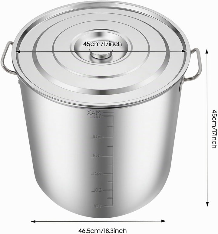 70L Edelstahl Kochtopf Grosser Kapazität Suppentopf, Kochtopf für Suppen mit Deckel, Campingkochtopf