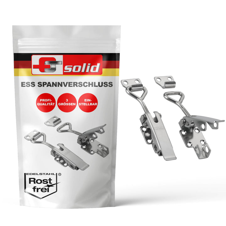FTsolid [2er Set] einstellbarer Spannverschluss aus Edelstahl ESS1 Kistenverschluss rostfrei verstel