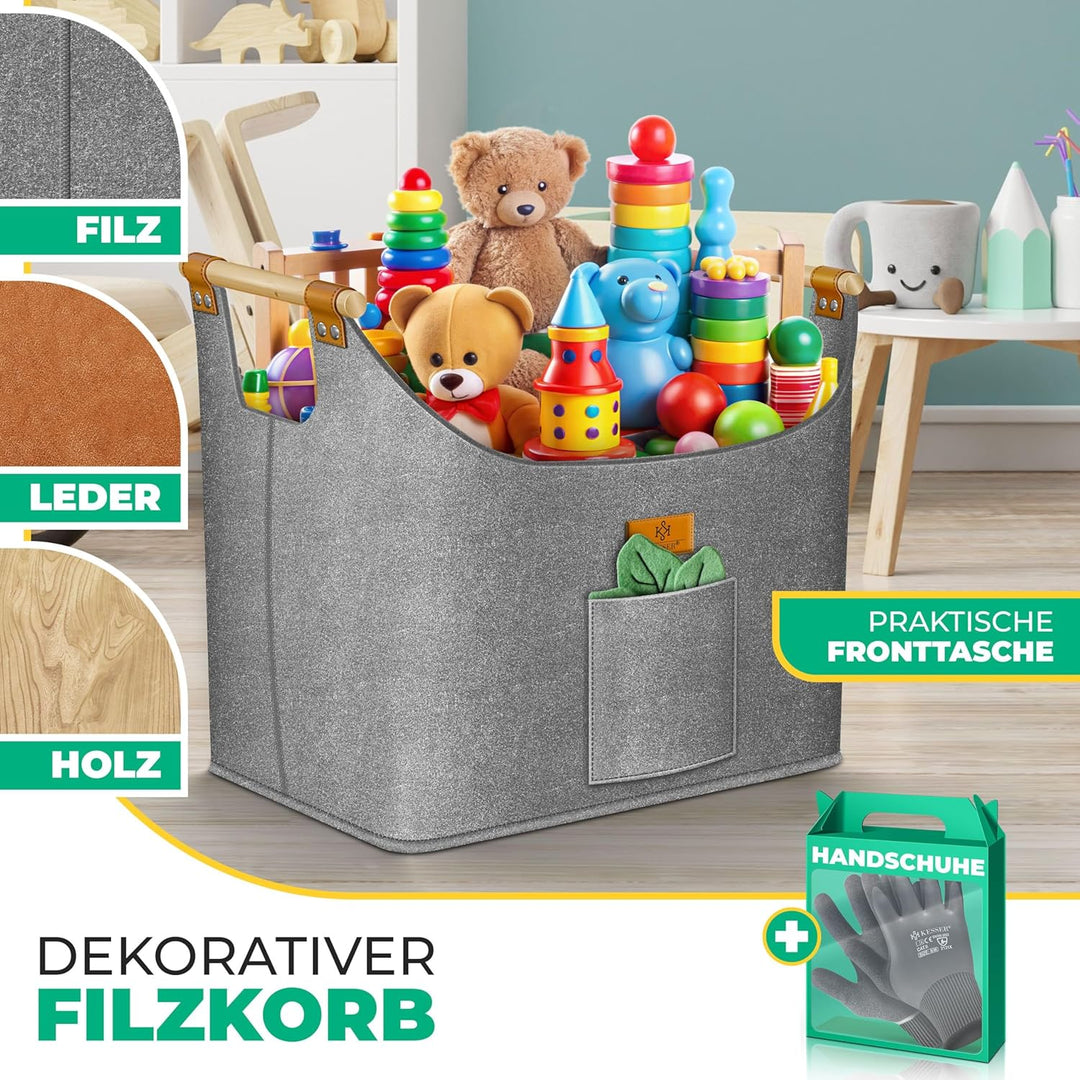 KESSER® Brennholzkorb XL 60 Liter | Kaminholztasche extra dicker Filz | Feuerholzkorb faltbar mit ve