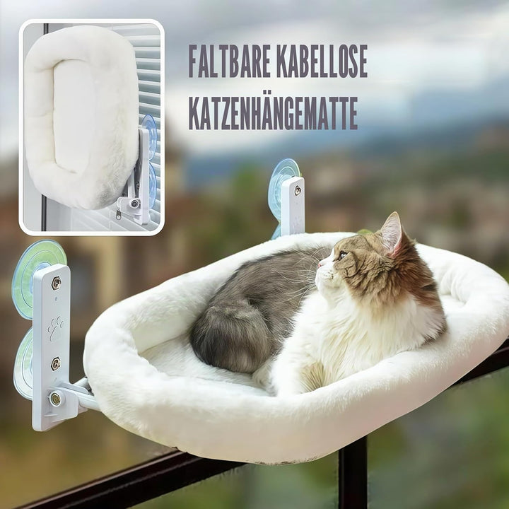 Cordless Katzen Hängematte, Katzen Fensterliege mit Saugnäpfen &amp; Abnehmbarem Doppelseitiges Stoffpol