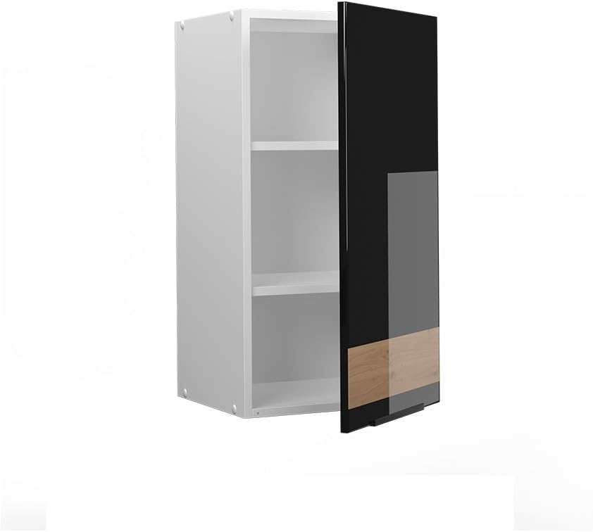 Vicco Hängeschrank Fame-Line, Schwarz-Eiche Hochglanz/Weiss, 40 cm Schwarz Eiche Hochglanz Hängeschr