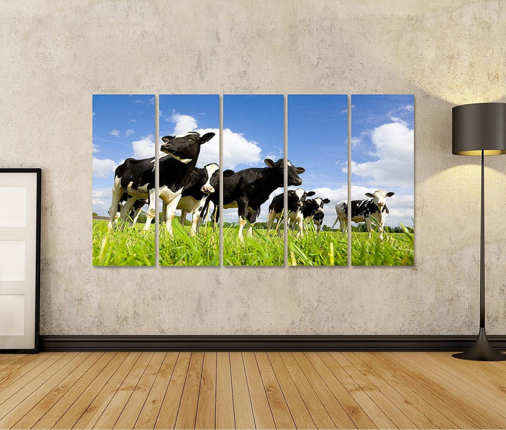 islandburner Bild auf Leinwand Holstein Kühe Auf Der Wiese Bilder Wandbilder Poster Leinwand 160x80c