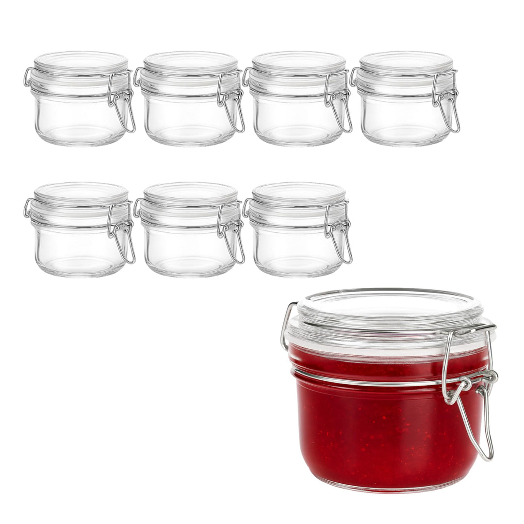 gouveo 8er Set Vorratsglas 120 ml (0,12 l) rund mit Bügelverschluss – kleine Gläser zum Befüllen und