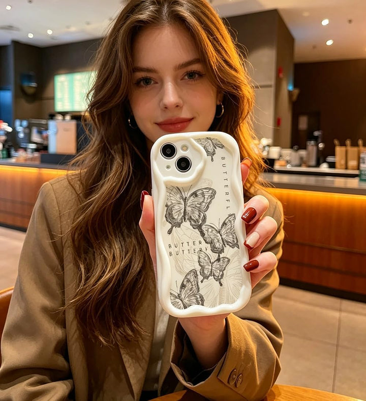 Schmetterling Welle Silikon Weich Hülle Kompatibel mit Samsung Galaxy A17 Weiss Samsung Galaxy A17 S