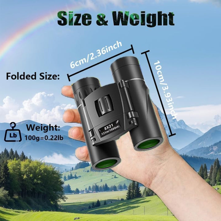 Leistungsstarkes Fernglas für Erwachsene - Kompaktes Fernglas 8x21 mit FMC Objektiv BAK4 Prisma, kle