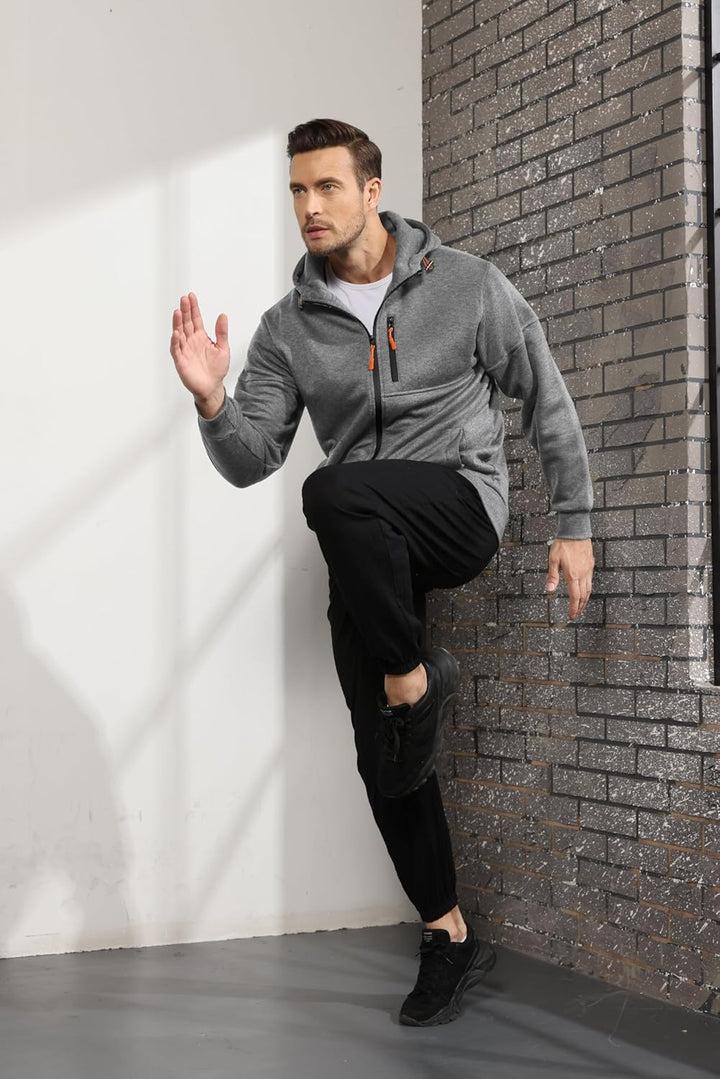 CTU Herren Hoodies Zip Up Langarm Fleece Sweatshirts Hoodies für Männer S-3XL, M Hellgrau
