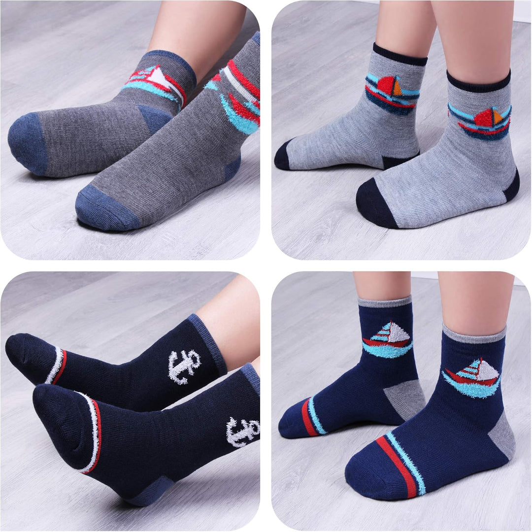 L&amp;K-II 12 Paar Pack Jungen Kindersocken Teenager Stümpfe Frühling und Sommer Socken mit niedlichen M