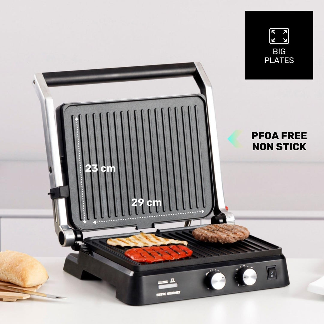 Taurus - Kontaktgrill Bistro 2600W | 2-in-1 Grill &amp; Plancha | 29x23 cm | Stair System Höhenverstellu