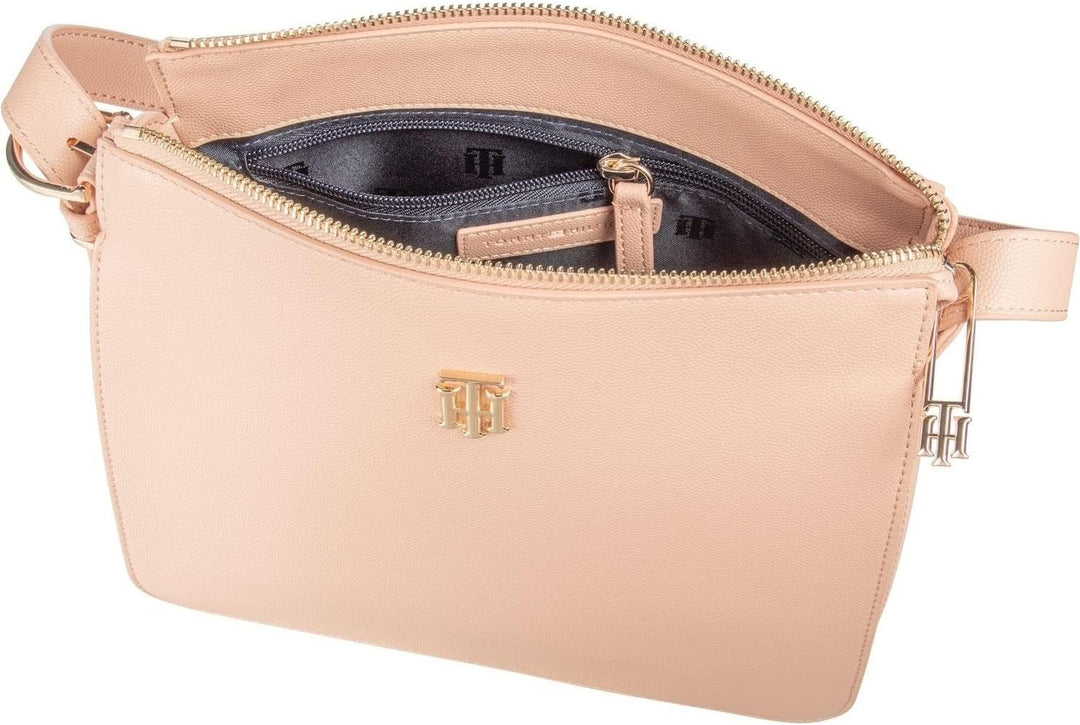 Tommy Hilfiger Damen Timeless TH Zeitlose Schultertasche, M Sandrift, Sandrift