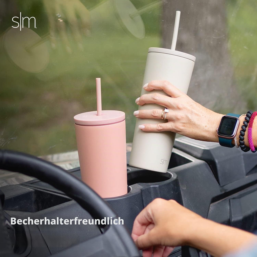 Simple Modern Isolierter Becher mit Strohhalm und Deckel | EiskaffeeBecher Wiederverwendbare Edelsta