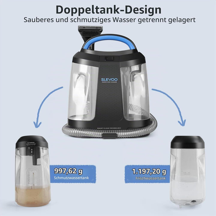 Slevoo 450W Polsterreiniger Gerät, Inklusive Reinigungslösung, Tragbarer Teppich- und Polsterreinige