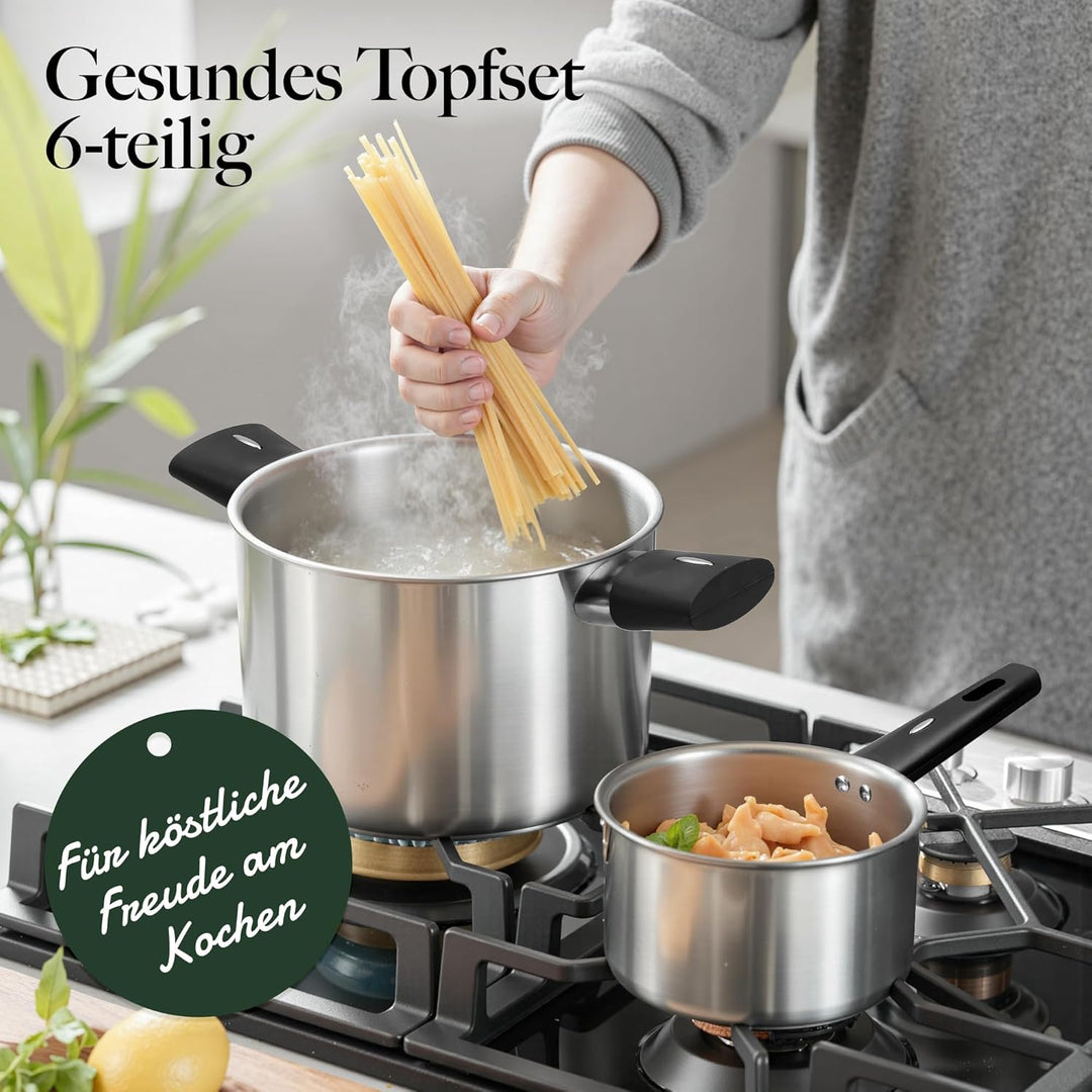 Topfset 6-Teilig Kochtopfset Induktion Töpfe Kochtopf Pfannenset Edelstahl Cookware Set Mit Deckel V