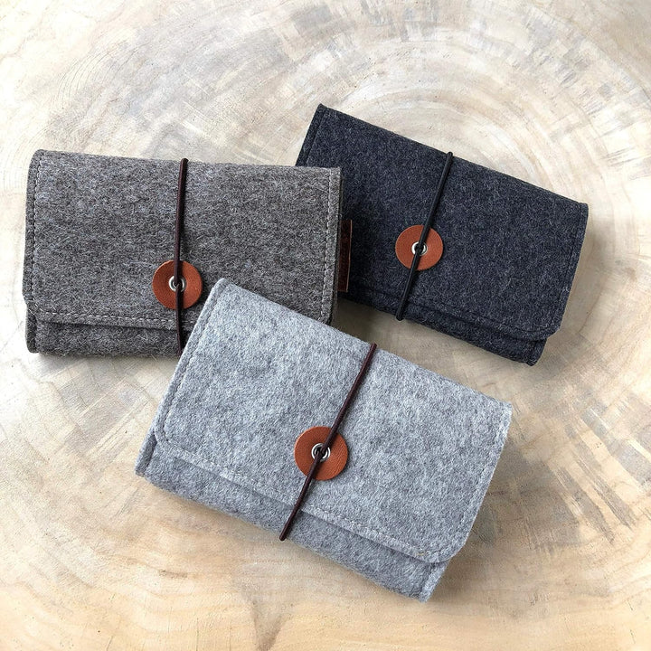 Kabeltasche aus Wollfilz, Tasche für Notebookzubehör | Für Ladekabel, Maus.. | PERSONALISIERT | Farb