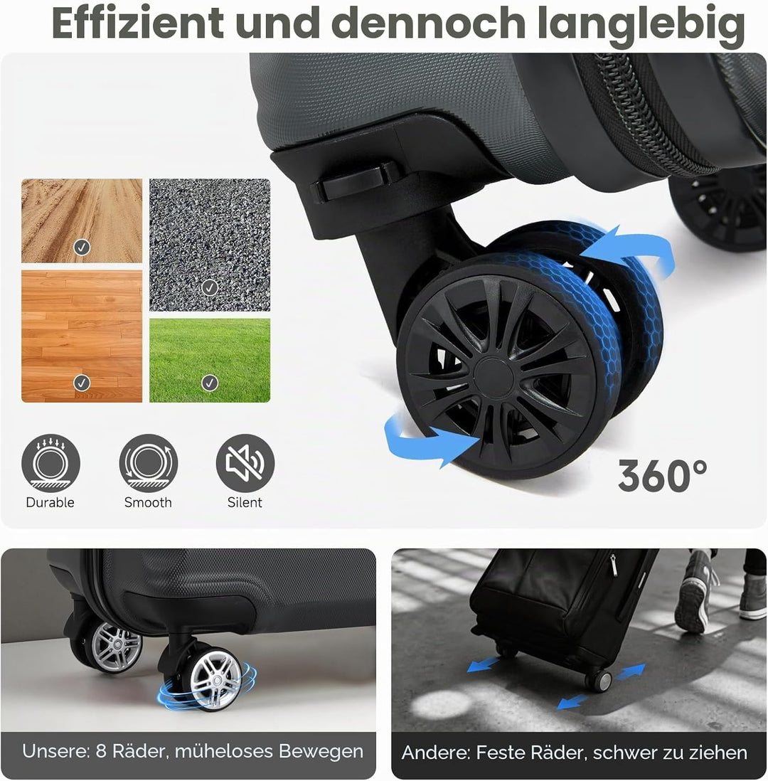 KONO Handgepäck Koffer 20 Zoll Leichter ABS+PC Hartschalenkoffer mit TSA-Schloss Reisekoffer mit 4 R