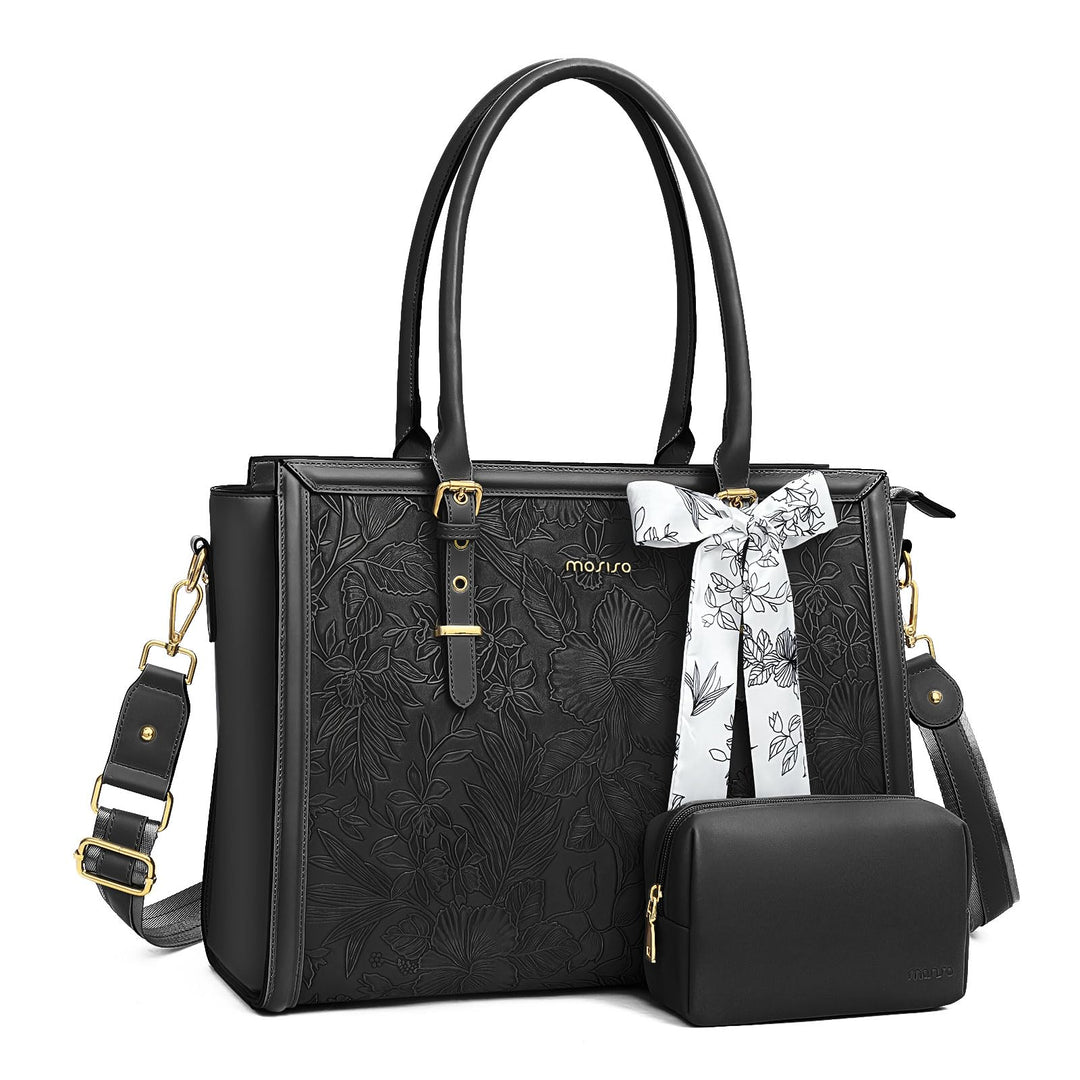 MOSISO Laptop Tasche für Frauen,17,3 Zoll PU Leder Tote Bag Kompatibel mit MacBook,HP,Dell,Asus Note