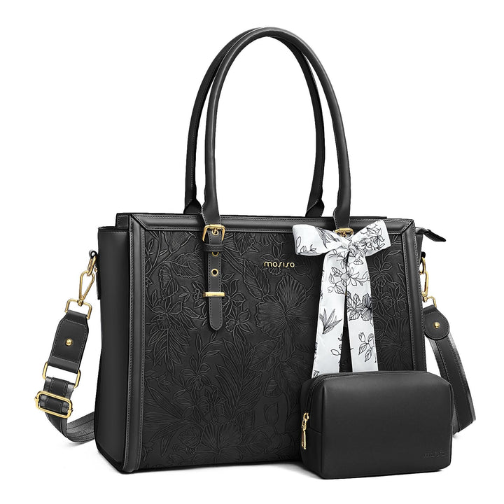 MOSISO Laptop Tasche für Frauen,17,3 Zoll PU Leder Tote Bag Kompatibel mit MacBook,HP,Dell,Asus Note