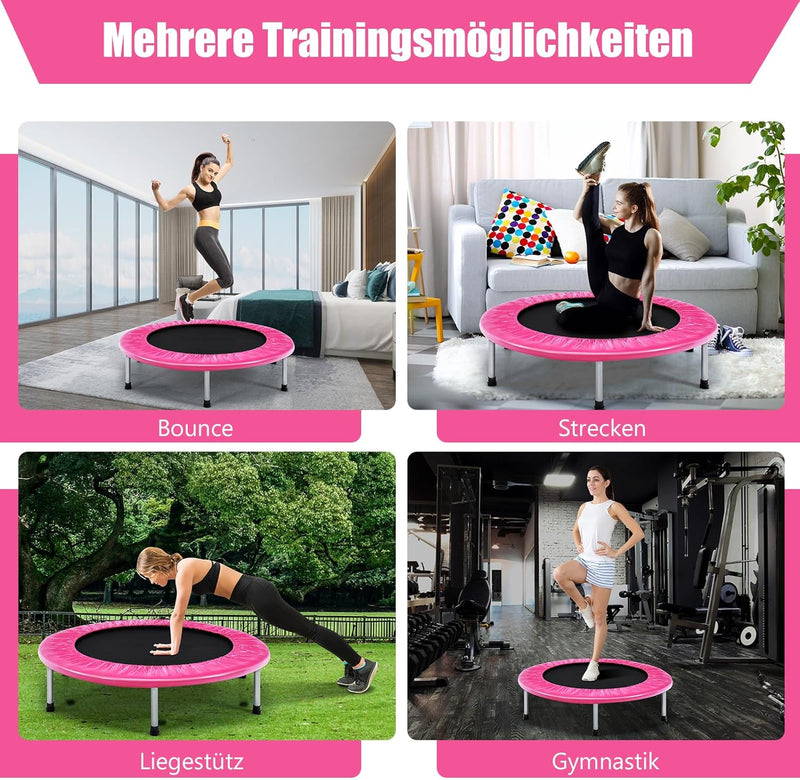 GOPLUS Faltbares Trampolin, Ø97cm Kindertrampolin klappbar bis 150kg Belastbar, Fitness Trampolin mi