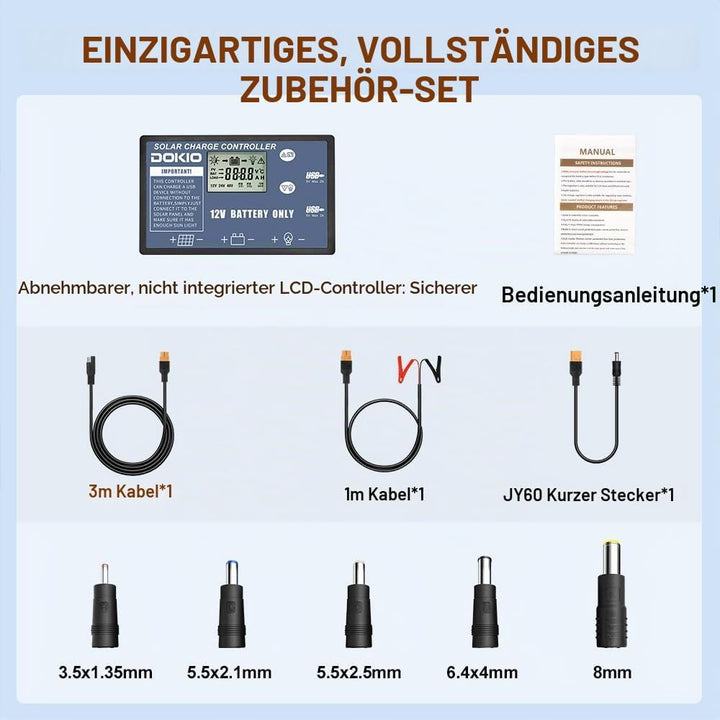 DOKIO 110W 18V Faltbar Solarmodule Monokristalline mit Solarregler(Lcd-Anzeige + 2 Usb-Ausgang) FüR